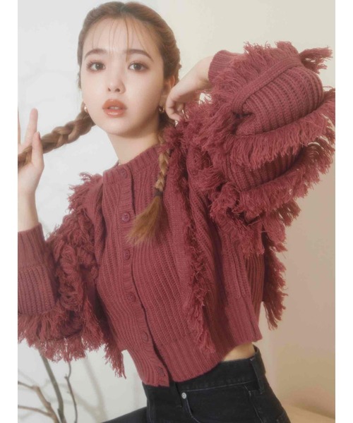 CALNAMUR（カルナムール）の「フリンジ2WAYニット（ニット/セーター・レディース・カーキ/ブラウン/レッド・FREE）」の10枚目の写真