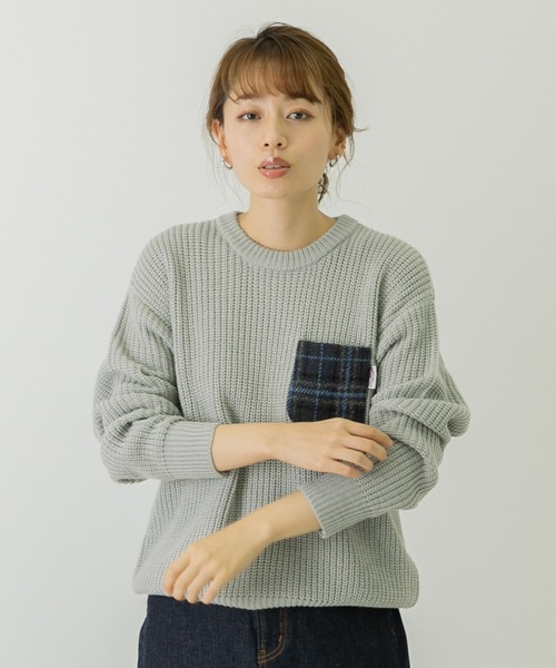 URBAN RESEARCH Sonny Label（アーバンリサーチサニーレーベル）の「ハリスツイードポケットニットプルオーバー（Tシャツ/カットソー・レディース・ネイビー/オフホワイト/ライトグレー/ブラウン・FREE）」の3枚目の写真