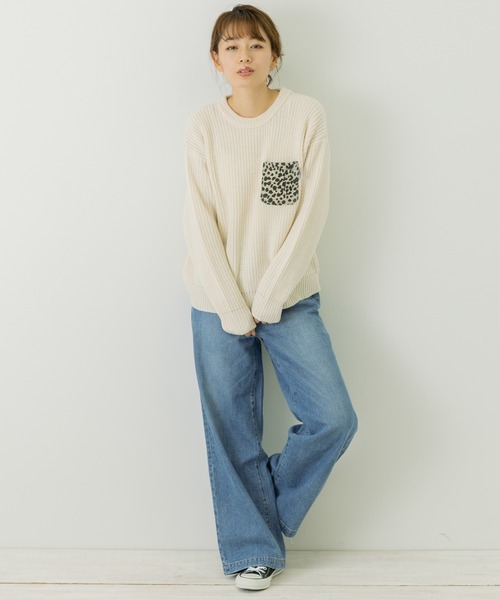 URBAN RESEARCH Sonny Label（アーバンリサーチサニーレーベル）の「ハリスツイードポケットニットプルオーバー（Tシャツ/カットソー・レディース・ネイビー/オフホワイト/ライトグレー/ブラウン・FREE）」の16枚目の写真
