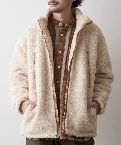 CIAOPANIC TYPY（チャオパニックティピー）の「【Fine 2月号掲載】【OSORO】ボア スタンドブルゾン（ブルゾン・メンズ・チャコールグレー/アイボリー/キャメル・M/L）」の2枚目の写真