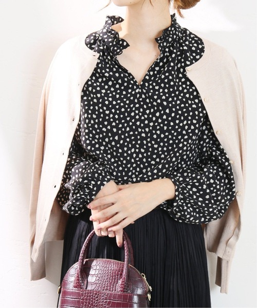 La TOTALITE(ラトータリテ)の「《追加》ジョーゼットフリルスキッパーブラウス◆(シャツ/ブラウス・レディース・ネイビー/ブラック系その他/ホワイト・FREE)」の3枚目の写真