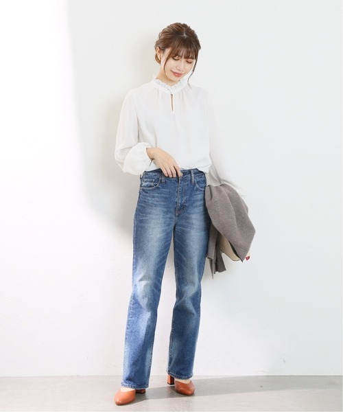La TOTALITE(ラトータリテ)の「《追加》ジョーゼットフリルスキッパーブラウス◆(シャツ/ブラウス・レディース・ネイビー/ブラック系その他/ホワイト・FREE)」の15枚目の写真