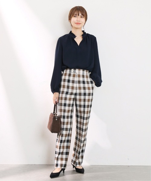 La TOTALITE(ラトータリテ)の「《追加》ジョーゼットフリルスキッパーブラウス◆(シャツ/ブラウス・レディース・ネイビー/ブラック系その他/ホワイト・FREE)」の5枚目の写真