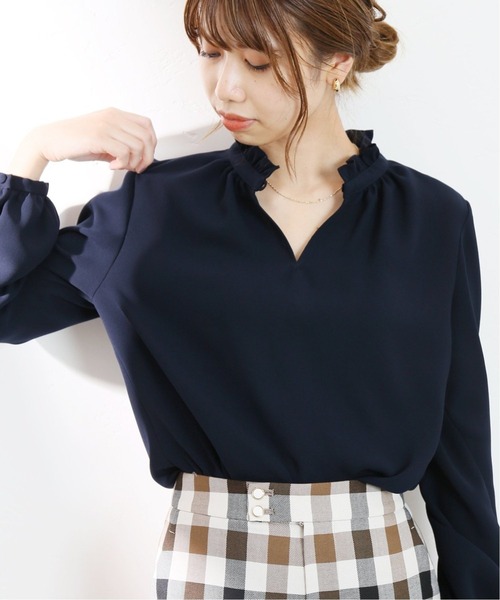 La TOTALITE(ラトータリテ)の「《追加》ジョーゼットフリルスキッパーブラウス◆(シャツ/ブラウス・レディース・ネイビー/ブラック系その他/ホワイト・FREE)」の17枚目の写真