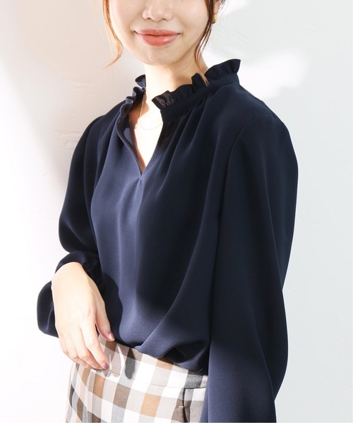 La TOTALITE(ラトータリテ)の「《追加》ジョーゼットフリルスキッパーブラウス◆(シャツ/ブラウス・レディース・ネイビー/ブラック系その他/ホワイト・FREE)」の11枚目の写真