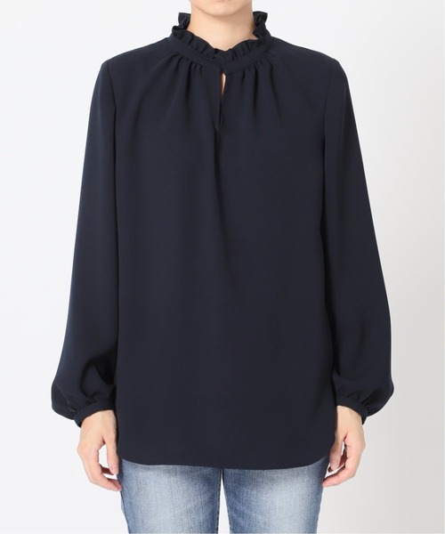 La TOTALITE(ラトータリテ)の「《追加》ジョーゼットフリルスキッパーブラウス◆(シャツ/ブラウス・レディース・ネイビー/ブラック系その他/ホワイト・FREE)」の7枚目の写真