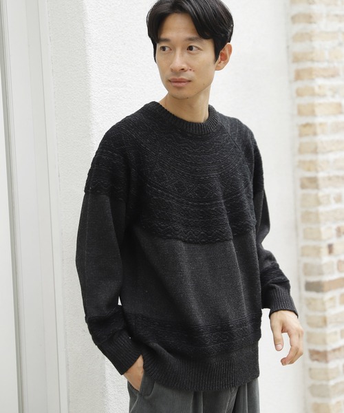 LAKOLE（ラコレ）の「求心ジャカードニットプルオーバー / 957531（ニット/セーター・メンズ・ブラウン/アイボリー/チャコール・MEDIUM/LARGE）」の3枚目の写真