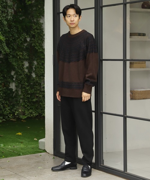 LAKOLE（ラコレ）の「求心ジャカードニットプルオーバー / 957531（ニット/セーター・メンズ・ブラウン/アイボリー/チャコール・MEDIUM/LARGE）」の4枚目の写真