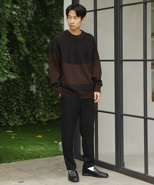 LAKOLE（ラコレ）の「求心ジャカードニットプルオーバー / 957531（ニット/セーター・メンズ・ブラウン/アイボリー/チャコール・MEDIUM/LARGE）」の18枚目の写真