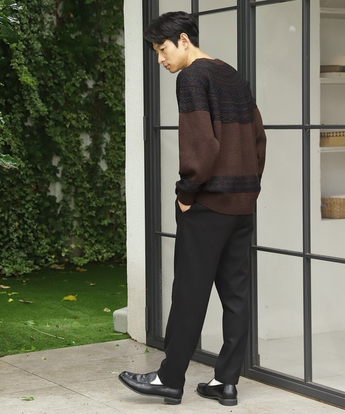 LAKOLE（ラコレ）の「求心ジャカードニットプルオーバー / 957531（ニット/セーター・メンズ・ブラウン/アイボリー/チャコール・MEDIUM/LARGE）」の8枚目の写真