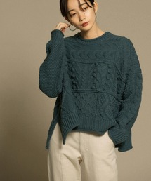 KBF | ケーブルパッチワークニット(ニット/セーター)