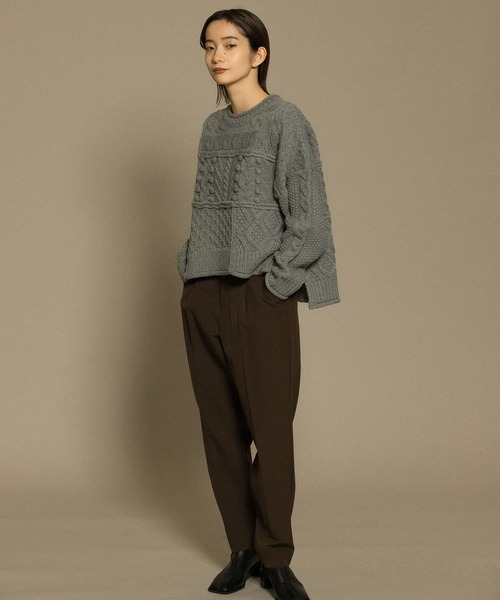 KBF(ケイビーエフ)の「ケーブルパッチワークニット(ニット/セーター・レディース・グレー/アイボリー/ブルー系その他・ONE)」の18枚目の写真