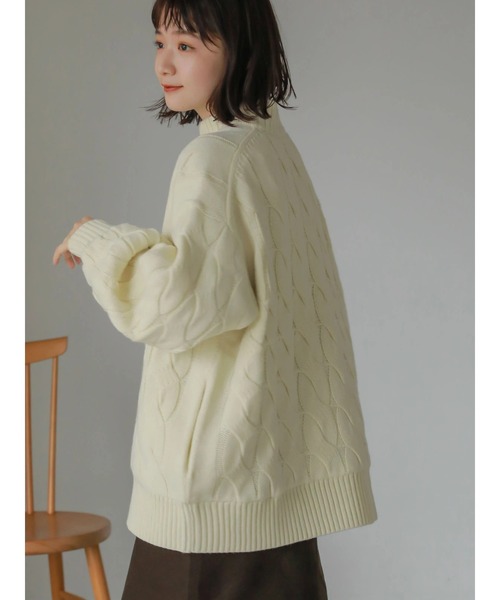 AMERICAN HOLIC（アメリカンホリック）の「ケーブルニットZIPブルゾン（カーディガン/ボレロ・レディース・アイボリー・M/L）」の12枚目の写真