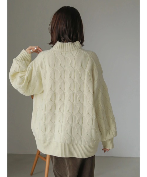 AMERICAN HOLIC（アメリカンホリック）の「ケーブルニットZIPブルゾン（カーディガン/ボレロ・レディース・アイボリー・M/L）」の2枚目の写真