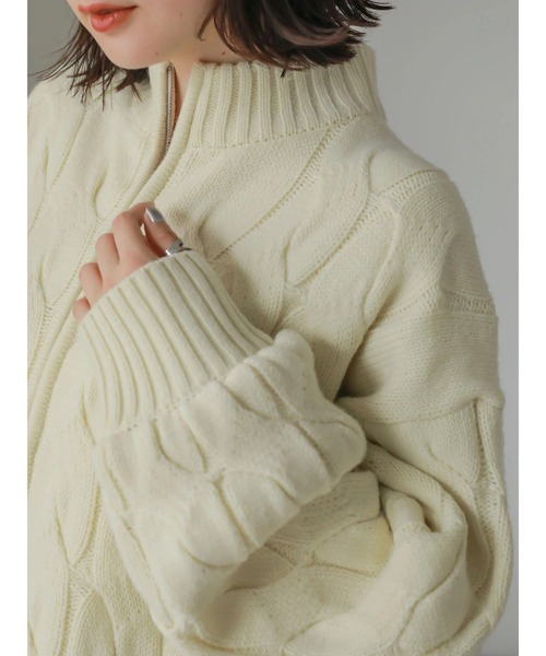 AMERICAN HOLIC（アメリカンホリック）の「ケーブルニットZIPブルゾン（カーディガン/ボレロ・レディース・アイボリー・M/L）」の19枚目の写真