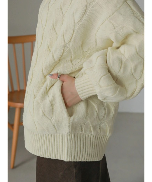 AMERICAN HOLIC（アメリカンホリック）の「ケーブルニットZIPブルゾン（カーディガン/ボレロ・レディース・アイボリー・M/L）」の7枚目の写真