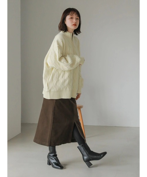 AMERICAN HOLIC（アメリカンホリック）の「ケーブルニットZIPブルゾン（カーディガン/ボレロ・レディース・アイボリー・M/L）」の13枚目の写真