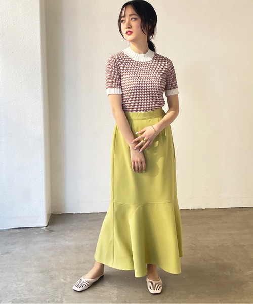 Shelly island（シェリーアイランド）の「ダブルクロスマーメイドスカート（スカート・レディース・ホワイト/ブラック/イエロー・FREE）」の12枚目の写真