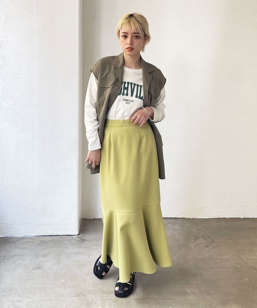 Shelly island（シェリーアイランド）の「ダブルクロスマーメイドスカート（スカート・レディース・ホワイト/ブラック/イエロー・FREE）」の21枚目の写真