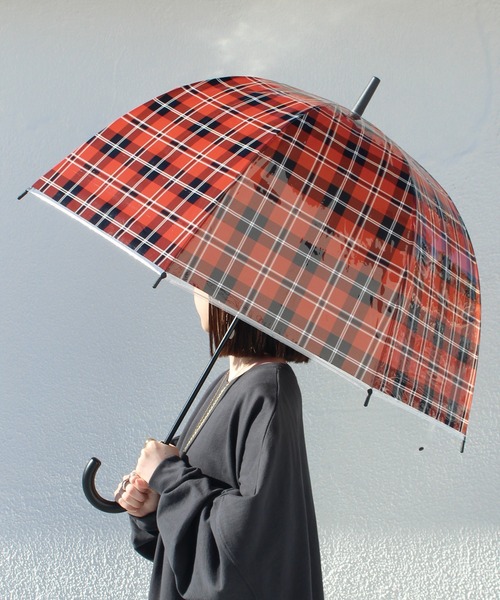 LAVEANGE（ラビアンジェ）の「チェック柄ベルドームアンブレラ（長傘