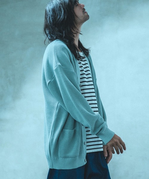 ANGENEHM（アンゲネーム）の「mcg2994- 畦編みルーズカーディガン (MADE IN JAPAN)（カーディガン/ボレロ・メンズ・ブルー系その他/ブルーグレー/ブラウン・S/M/L）」の14枚目の写真