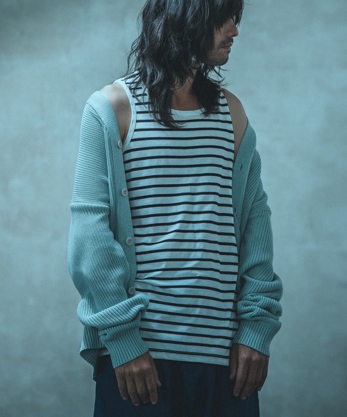 ANGENEHM（アンゲネーム）の「mcg2994- 畦編みルーズカーディガン (MADE IN JAPAN)（カーディガン/ボレロ・メンズ・ブルー系その他/ブルーグレー/ブラウン・S/M/L）」の15枚目の写真