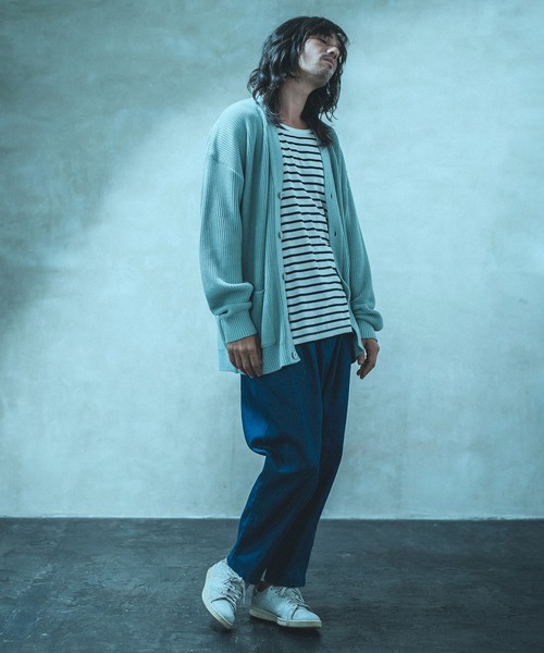 ANGENEHM（アンゲネーム）の「mcg2994- 畦編みルーズカーディガン (MADE IN JAPAN)（カーディガン/ボレロ・メンズ・ブルー系その他/ブルーグレー/ブラウン・S/M/L）」の17枚目の写真