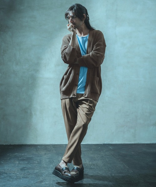 ANGENEHM（アンゲネーム）の「mcg2994- 畦編みルーズカーディガン (MADE IN JAPAN)（カーディガン/ボレロ・メンズ・ブルー系その他/ブルーグレー/ブラウン・S/M/L）」の21枚目の写真