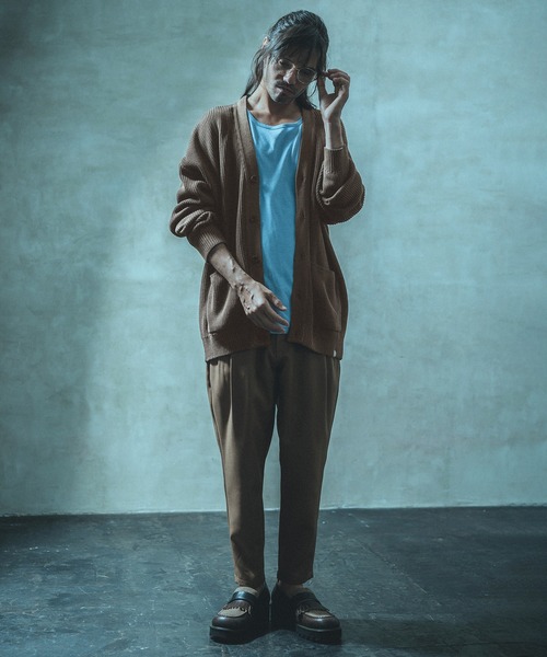 ANGENEHM（アンゲネーム）の「mcg2994- 畦編みルーズカーディガン (MADE IN JAPAN)（カーディガン/ボレロ・メンズ・ブルー系その他/ブルーグレー/ブラウン・S/M/L）」の22枚目の写真