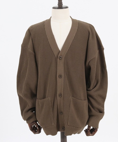 ANGENEHM（アンゲネーム）の「mcg2994- 畦編みルーズカーディガン (MADE IN JAPAN)（カーディガン/ボレロ・メンズ・ブルー系その他/ブルーグレー/ブラウン・S/M/L）」の8枚目の写真