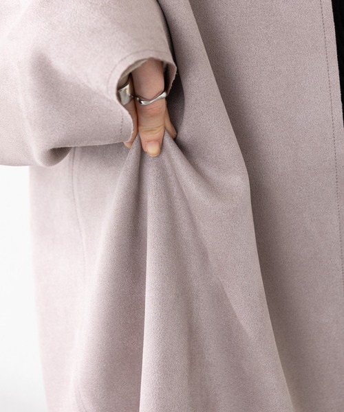 DISCOAT（ディスコート）の「フェイクスエードノーカラーコート（ノーカラーコート・レディース・アイボリー/グレー・FREE）」の11枚目の写真