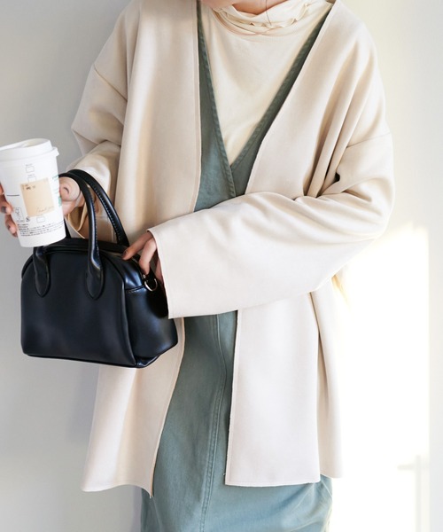 DISCOAT（ディスコート）の「フェイクスエードノーカラーコート（ノーカラーコート・レディース・アイボリー/グレー・FREE）」の19枚目の写真