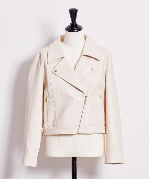 NOELA(ノエラ)の「フェイクレザーライダースジャケット(ライダースジャケット・レディース・ブラック/オフホワイト/ベージュ・フリー)」の12枚目の写真