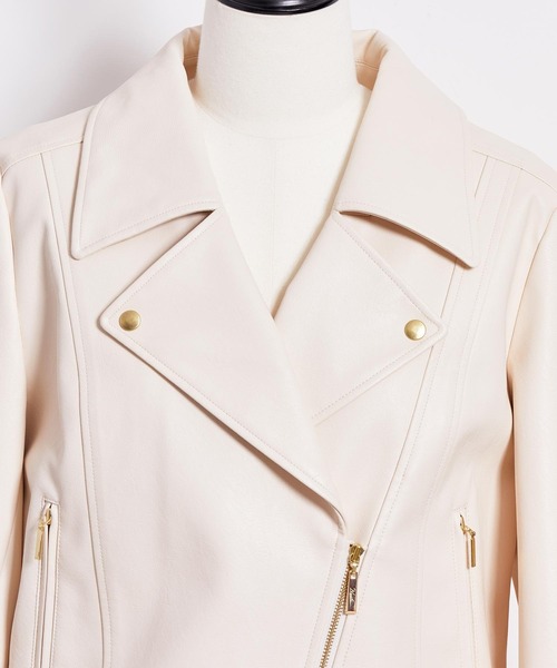 NOELA(ノエラ)の「フェイクレザーライダースジャケット(ライダースジャケット・レディース・ブラック/オフホワイト/ベージュ・フリー)」の19枚目の写真