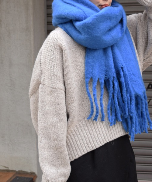 Marient(マリエント)の「カラーフリンジマフラー/Color Fringe Muffler(マフラー・レディース・ホワイト/ブルー/グリーン/オレンジ・FREE)」の3枚目の写真