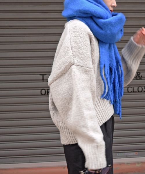 Marient(マリエント)の「カラーフリンジマフラー/Color Fringe Muffler(マフラー・レディース・ホワイト/ブルー/グリーン/オレンジ・FREE)」の5枚目の写真