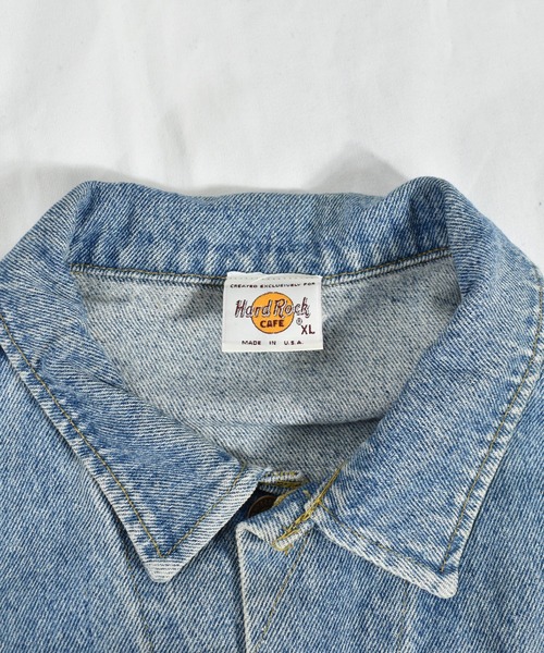 VINTAGE（ヴィンテージ）の「【ヴィンテージ古着】Hard Rock Cafe ハードロックカフェ デニムジャケット USA製（デニムジャケット・メンズ・ブルー・X-LARGE）」の2枚目の写真