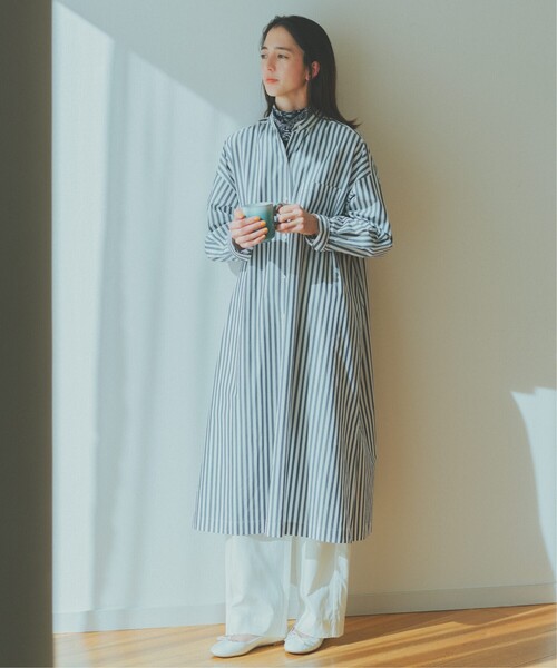 THE SHOP TK （ザ ショップ ティーケー ）の「◆【福田麻琴さんコラボ】/【たっぷり着丈】オーガニックコットンシャツワンピース（ワンピース・レディース・ホワイト系/ブルー系2/ブルー/ネイビー系2・13/11/12）」の4枚目の写真