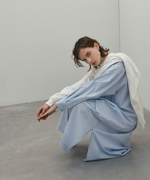 THE SHOP TK （ザ ショップ ティーケー ）の「◆【福田麻琴さんコラボ】/【たっぷり着丈】オーガニックコットンシャツワンピース（ワンピース・レディース・ホワイト系/ブルー系2/ブルー/ネイビー系2・13/11/12）」の15枚目の写真