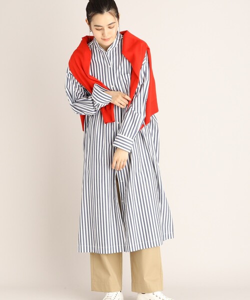 THE SHOP TK （ザ ショップ ティーケー ）の「◆【福田麻琴さんコラボ】/【たっぷり着丈】オーガニックコットンシャツワンピース（ワンピース・レディース・ホワイト系/ブルー系2/ブルー/ネイビー系2・13/11/12）」の6枚目の写真