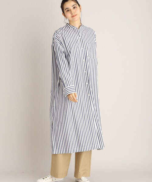 THE SHOP TK （ザ ショップ ティーケー ）の「◆【福田麻琴さんコラボ】/【たっぷり着丈】オーガニックコットンシャツワンピース（ワンピース・レディース・ホワイト系/ブルー系2/ブルー/ネイビー系2・13/11/12）」の16枚目の写真