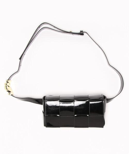 【OKUOKU　0909】エナメル加工　スクエアブロックショルダーバッグ/oku-ba-283