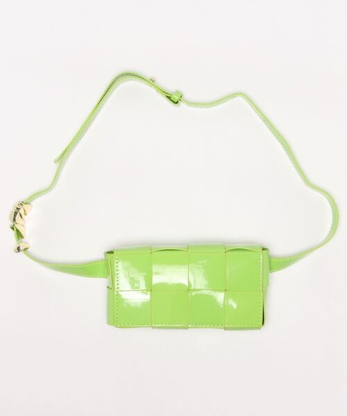 【OKUOKU　0909】エナメル加工　スクエアブロックショルダーバッグ/oku-ba-283