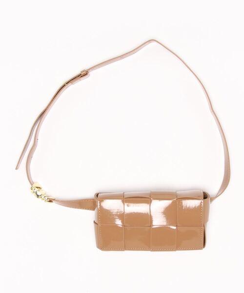 【OKUOKU　0909】エナメル加工　スクエアブロックショルダーバッグ/oku-ba-283