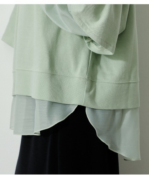 AZUL by moussy（アズールバイマウジー）の「SHEER LAYERED TOPS/シアーレイヤードトップス（シャツ/ブラウス・レディース・ブラック/アイボリー/ミント・FREE）」の20枚目の写真