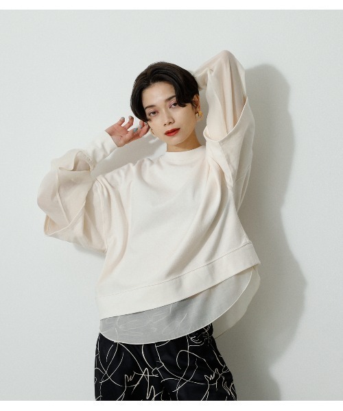AZUL by moussy（アズールバイマウジー）の「SHEER LAYERED TOPS/シアーレイヤードトップス（シャツ/ブラウス・レディース・ブラック/アイボリー/ミント・FREE）」の22枚目の写真