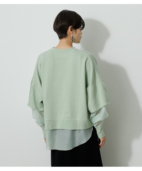 AZUL by moussy（アズールバイマウジー）の「SHEER LAYERED TOPS/シアーレイヤードトップス（シャツ/ブラウス・レディース・ブラック/アイボリー/ミント・FREE）」の18枚目の写真