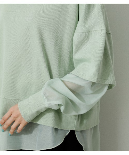 AZUL by moussy（アズールバイマウジー）の「SHEER LAYERED TOPS/シアーレイヤードトップス（シャツ/ブラウス・レディース・ブラック/アイボリー/ミント・FREE）」の21枚目の写真