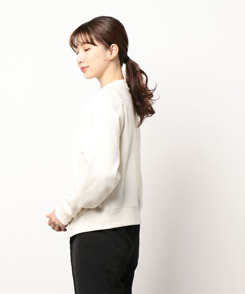 Right-on（ライトオン）の「【HONEYSUCKLE ROSE】ハニカムカットカーディガン（カーディガン/ボレロ・レディース・ダークグレー/キナリ/レッド・M/L）」の5枚目の写真