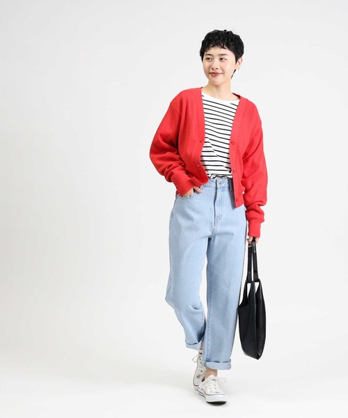 Right-on（ライトオン）の「【HONEYSUCKLE ROSE】ハニカムカットカーディガン（カーディガン/ボレロ・レディース・ダークグレー/キナリ/レッド・M/L）」の12枚目の写真